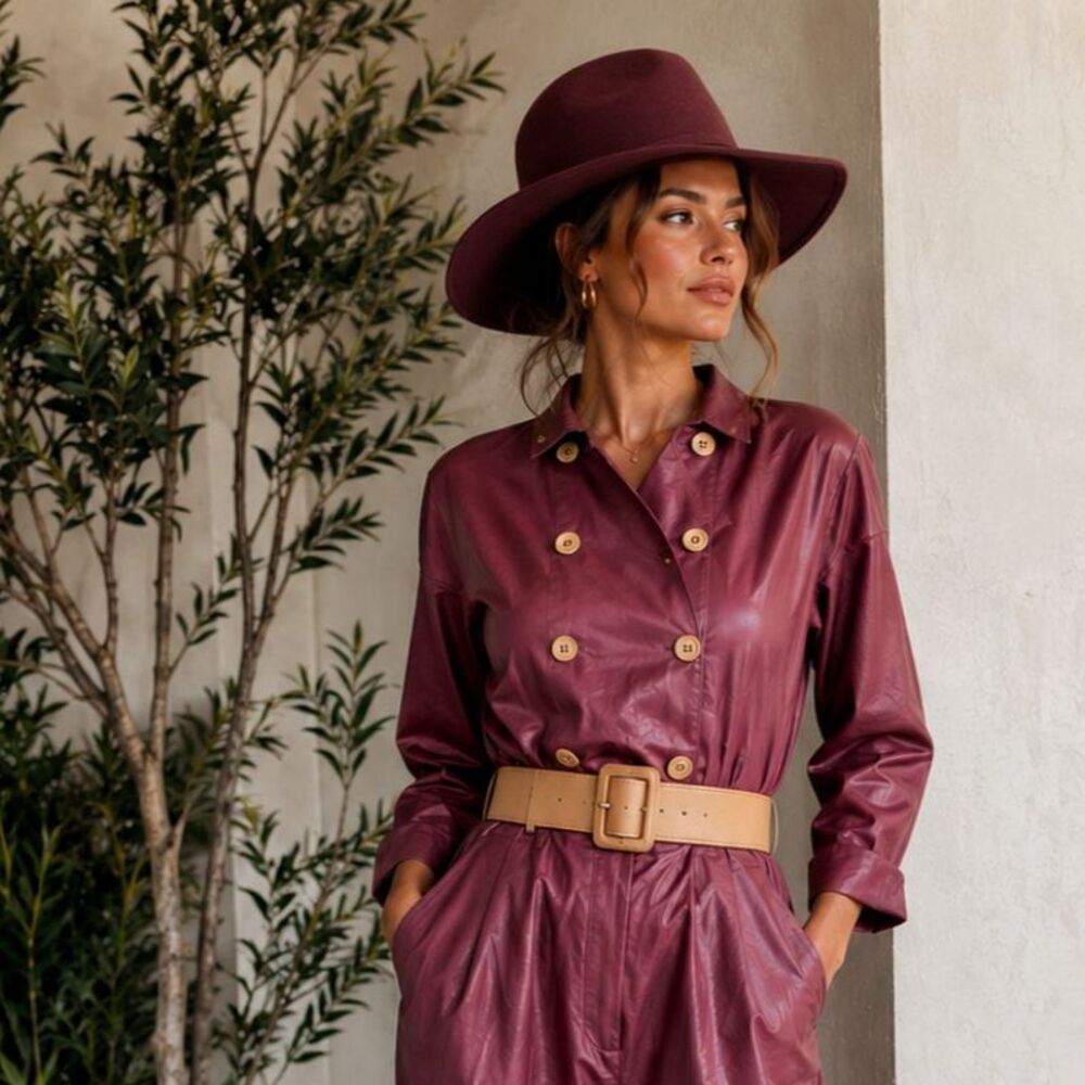 Apt. 9 Women’s Burgundy Felt Wide Brim Fedora Hat Fall Boho One Size